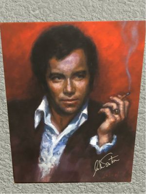William Shatner Reproduction Painting in Burgundy Jacket from Impulse Movie