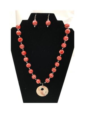 Bead Necklace and Pendant with Matching Earrings