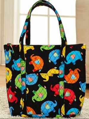 Quilted Elephant Tote Bag