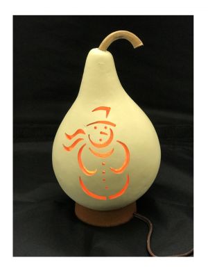 White Snowman Gourd with Light from Meadowbrooke Gourds