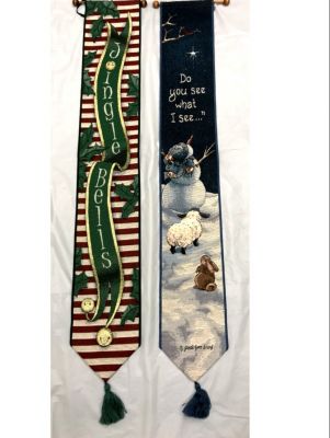 Set of 2 Christmas Tapestry Wall Hangings