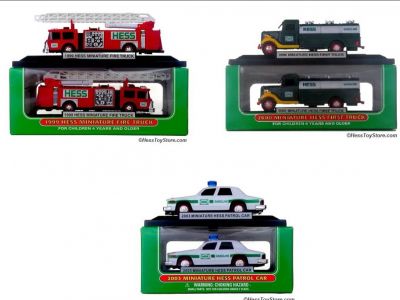 Hess Minis 2003 Patrol Car, 2000 First Truck, 1999 Fire Truck