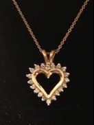 Ladies 14 kt Gold and Diamond Heart Shaped Pendant