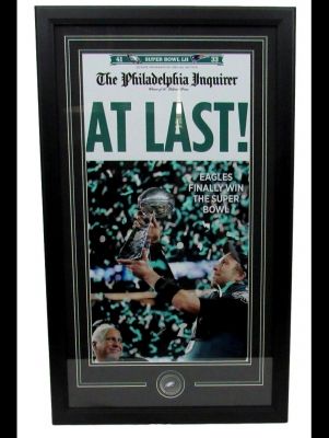 Philadelphia Inquirer Eagles Super Bowl Champs At Last Framed Newspaper Print Front Page