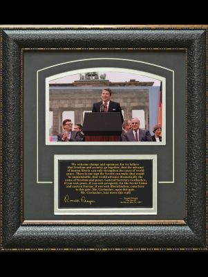Ronald Reagan Speech at the Berlin Wall Unsigned Framed Collage