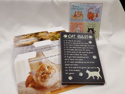 Cats Rule Plaque, Cat Themed File Folders, and Humorous Cat Stickers