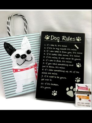 Dogs Rule Plaque and Dog Magnet