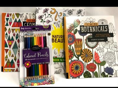 Set of 3 Coloring Books for Adults with Colored Pencils
