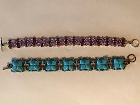 Purple and Blue Bracelets by D