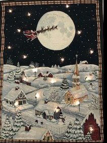 Lighted Christmas Village Tapestry