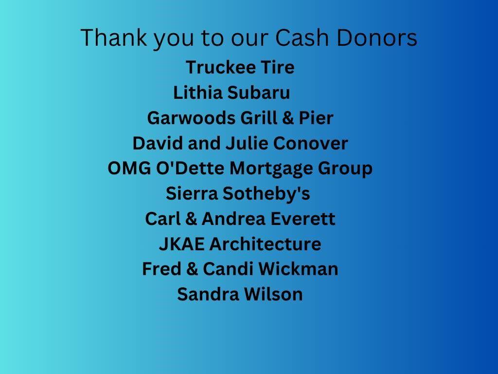 Thank You to our Cash Donors