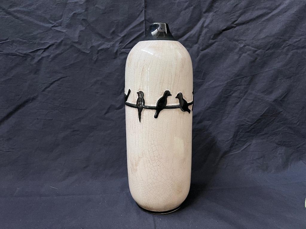 Birds on a Wire ceramic vase