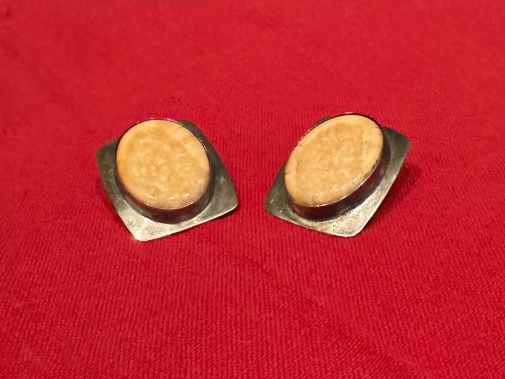 Fossilized Ivory Earrings by Jerry Holt