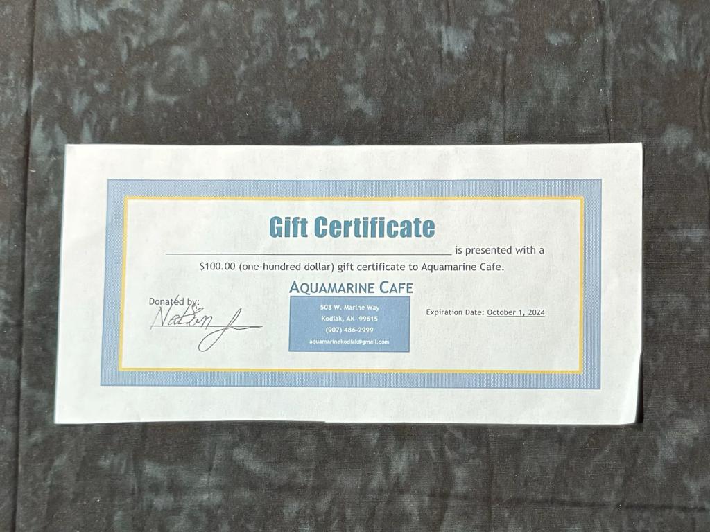 $100 Gift Certificate to Aquamarine
