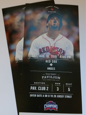 2 Tickets Red Sox v Angels State Street Pavilion, Sat., Aug 10, 2019, 4:05 pm