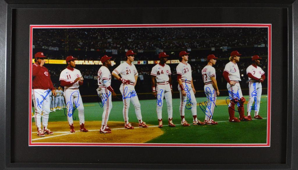1990 Reds Lineup Signed Photo