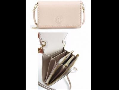 Tory Burch Marion Flat Wallet Cross-Body in Light Oak