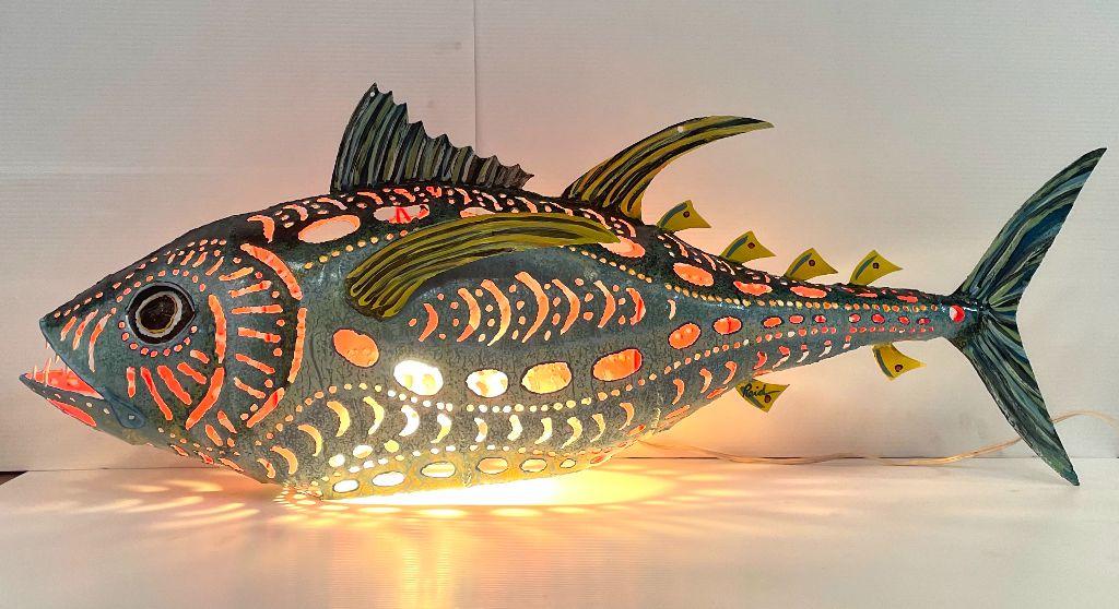Yellow Tuna Fish Light by Artist Bill Reid
