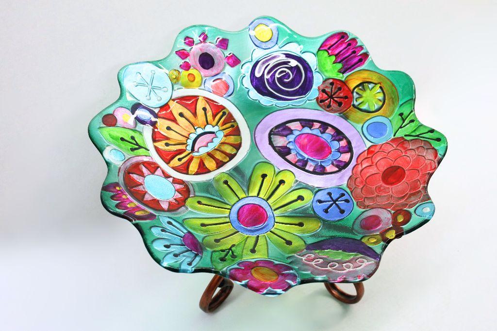 Stained Glass Bowl Art and Certificate