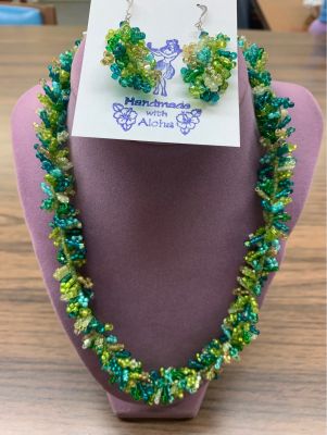 Hand Beaded Necklace with Matching Earrings