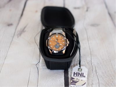The Castaway Koa Wood Watch Copper with Black Leather 2A