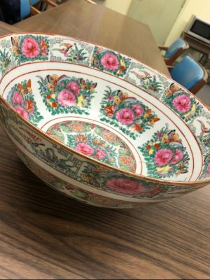Vintage Large Peony and Butterfly Bowl -
