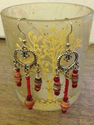 Handmade with Love by 7th Graders - Earrings, 2 1/2 inches, sterling silver hook