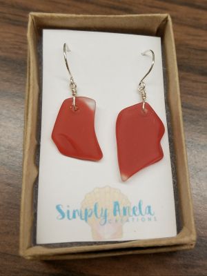 Red Tumbled Glass Earrings