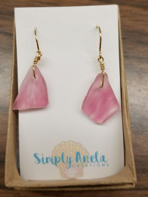 Pink Tumbled Glass Earrings