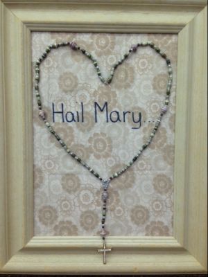 Handmade with Love by 7th Graders -  Framed Rosary Wall Hanging