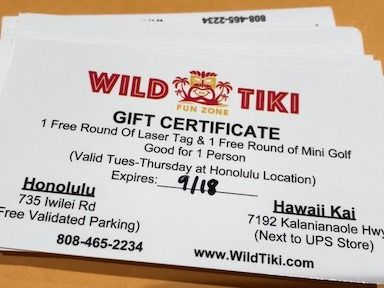 Wild Tiki Fun Zone  - 5 passes to free Laser tag and Mini Golf