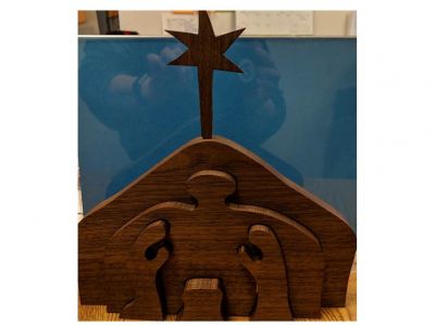 Walnut Wood-Cut Nativity Set