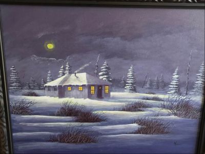 Winter Cabin Painting