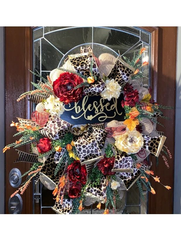 Fall Cheetah Wreath - Year Round Wreath