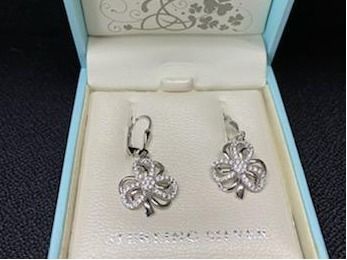 Sterling Shamrock Crystal Earrings