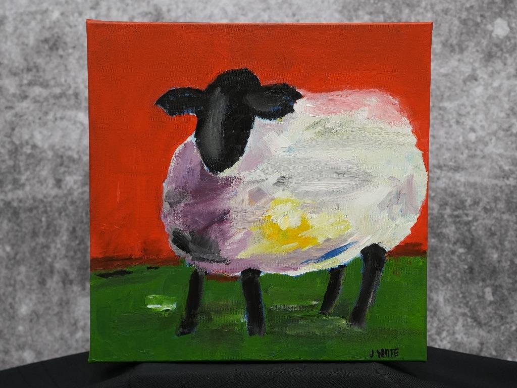 CountryCharm – Acrylic Sheep Painting