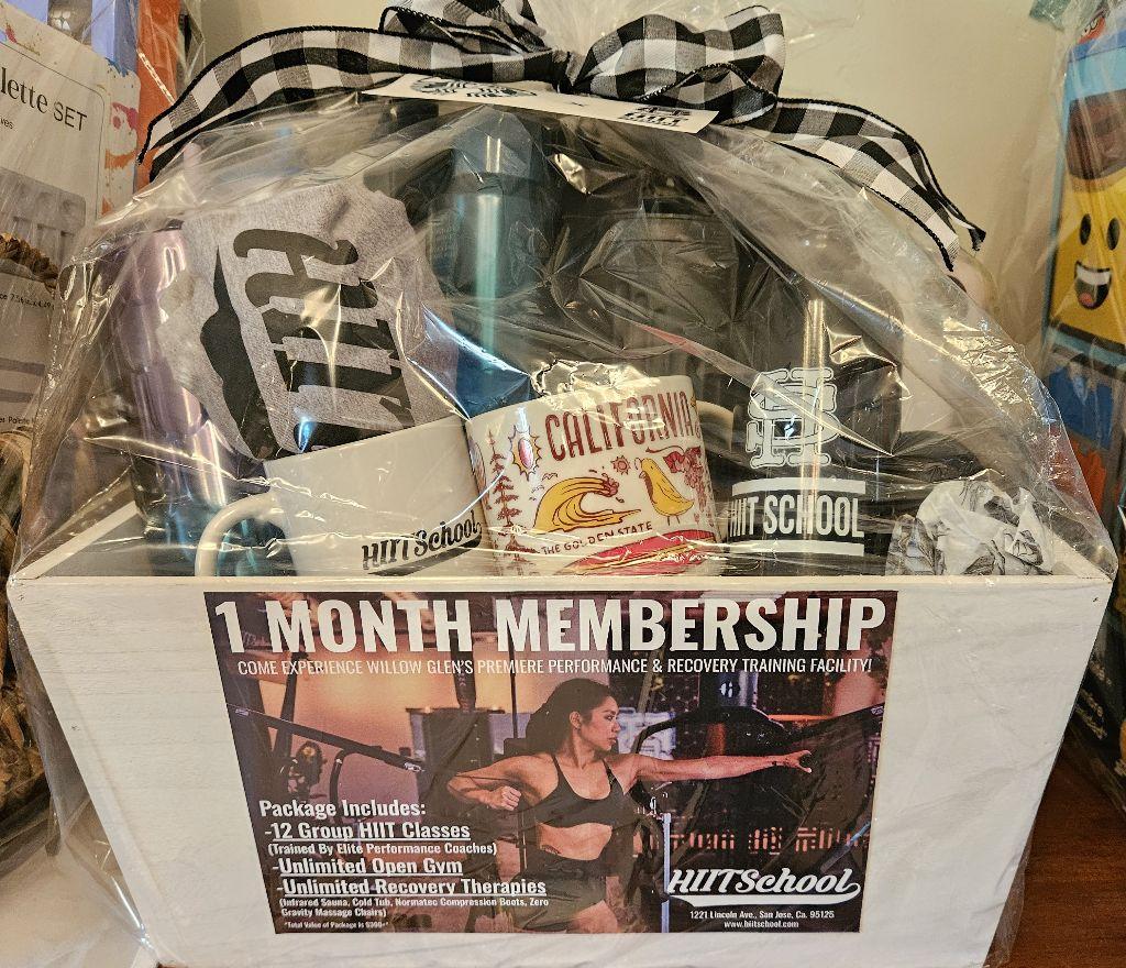 HIIT School - one month membership and basket of swag with Starbucks cups