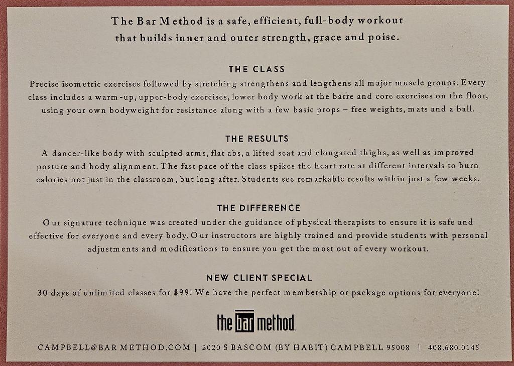 The Bar Method - A classpack for 5 fitness classes