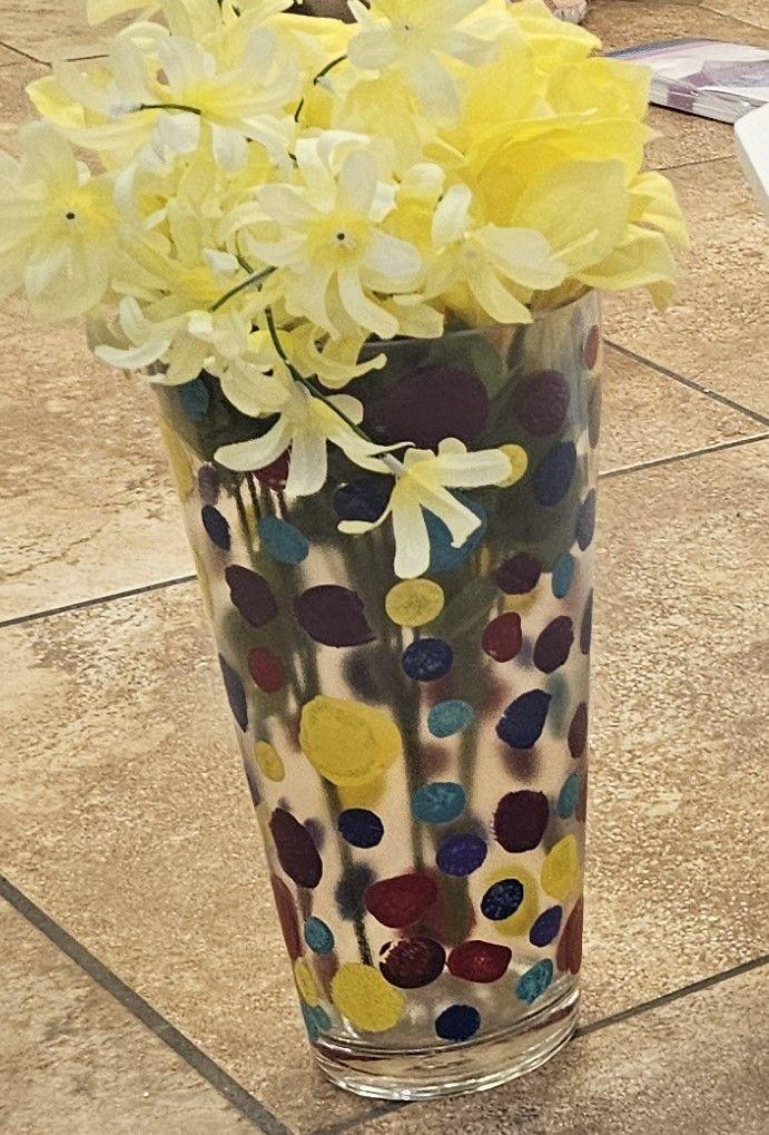 Classroom Art - Mrs. Yang's painted flower vase