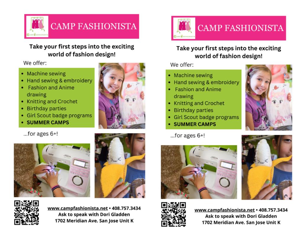 Camp Fashionista hand sewing lessons