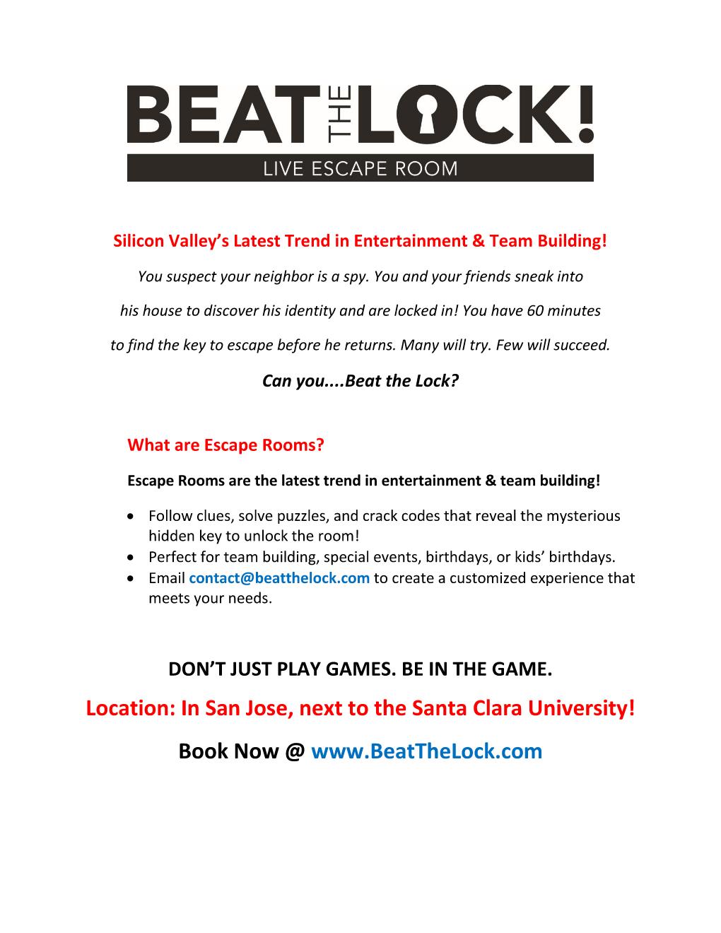 Beat the Lock Escape Room -  4 tickets to use toward 1 private escape room.