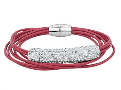 Fuschia Multistrand Leather Bracelet