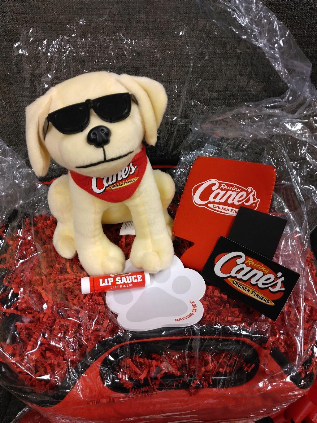 Lg Raising Cane's Swag Basket & 6 Beltonian Movi...