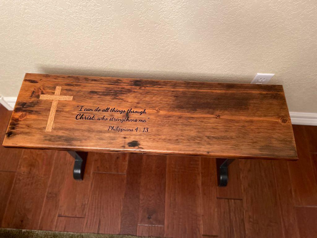 Handmade Long Leaf Pine with Cross & Verse in it...