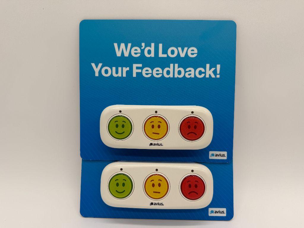 Avius Restroom Survey Buttons with Cleaner Check-in
