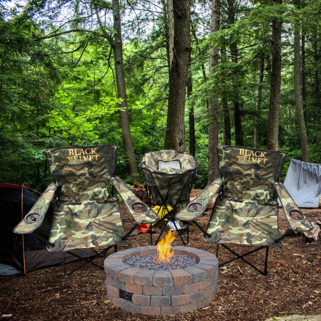 2 Camo Camp Chairs with Matching Pop Up Camo Cooler