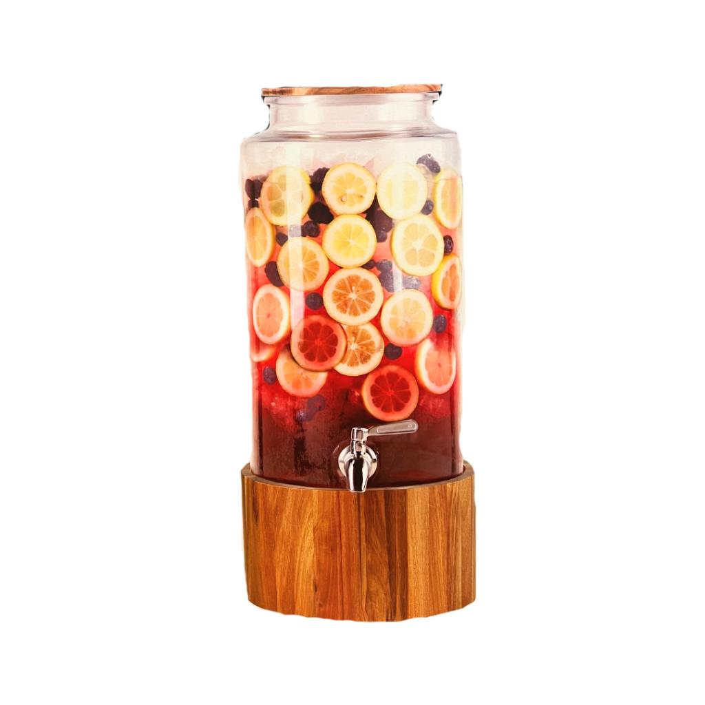 Glass Drink Dispenser with wood stand