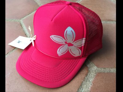 Maui Plumeria Trucker Hat Red