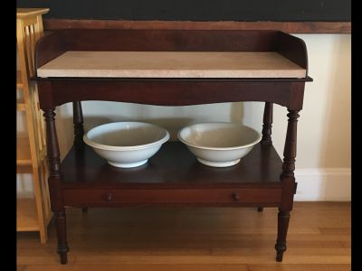 Late 1890's Handmade American Mahogany Farm Wash Stand