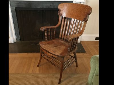 Antique Quater Sawn Oak Wing Backed Chair